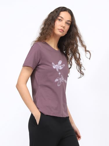 Image of Nobero Women's Graphic Printed T-Shirt | Regular Fit 180 GSM Cotton Tee for Women | Comfortable Round Neck Casual Wear