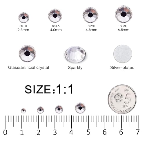 Image of Flatback Rhinestones Bulk, 14400PCS Crystal Rhinestones for Clothes DIY Decoration Crafts, Crystal, SS10, 2.7-2.9mm