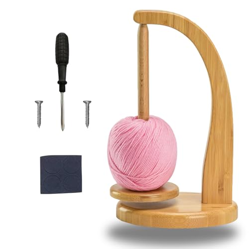 Dérouleur de Laine, Dévidoir de Laine Yarn Rotatif, Magnétique Yarn Winder Porte Bobine de Fil, Présentoir de Fil Rotatif en Bois, avec Accessoires de...