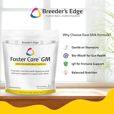 Breeders Edge Foster Care GM Enriched Goat Milk Formula for Kittens, Puppies, Cats & Dogs Easy-to-Digest, Nutritionally Balanced Powdered Milk Replacer, Supports Healthy Growth & Development 1lb