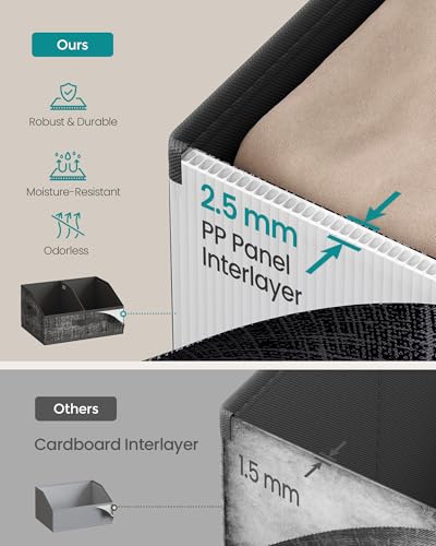 SONGMICS Collapsible Storage Boxes, Set of 6 Fabric Storage Baskets, 40 x 30 x 20 cm, Wadrobe Storage Organisers, 3 Handles, for Bedroom, Living Room - Image 4