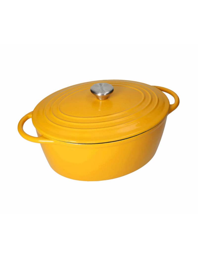 Brandani 52575 CASSERUOLA COCOTTE OVALE GIALLA GHISA SMALTATA CAPACITA' 5 LT, cm 29x23,5x12,5h, kg 4,9