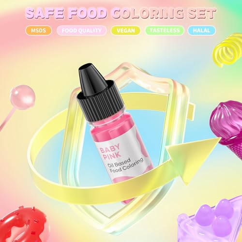 Image of Cherrysea Oil Based Food Coloring for Chocolate Macaron Oil Edible Food Dye Set for Halloween Baking Royal Icing Cookie Supplies Gluten Free 7x6ml Food Grade Food Color Kit, 0.25 Fl. Oz /Bottles