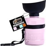 GORILLA GRIP Dog Water Bottle, Portable Water Bowl Dispenser for Dogs, 16 oz Leak Proof Pet Travel Squeeze Bottles, Food Grade Silicone, to Go Puppy Essentials, Hiking Camping Trip Accessories, Pink