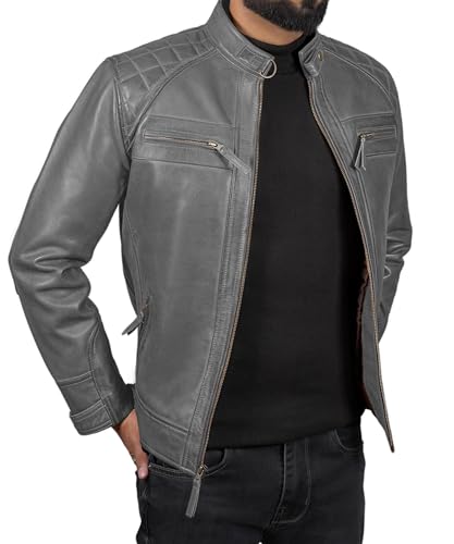 Mens Real Leather Jacket - 100% Lambskin Leather Biker Vintage Jacket Motorcycle Distressed Leather Jacket3