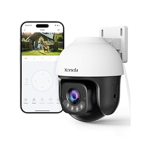 Tenda 5MP QHD Outdoor Pan/Tilt Wi-Fi Security Camera, 360° Full Coverage, Color Night Vision, AI Human/Vehicle/Motion Detection, 2-Way Talk, IP65, WiFi 6,24/7 Plug-in Guard for Your Yard (CH7 2.0)