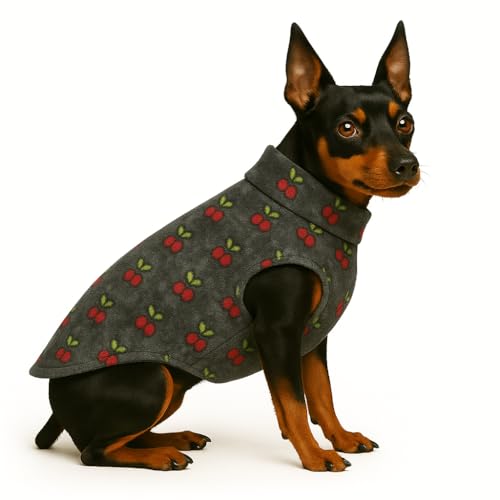 Image of The Pets Company Dog Winter Coat Jacket, Clothes, Windproof, Reversible, Light Weight, Washable, Ultra Warm Thick Fleece Lined Dog Vest for Cold Weather Protection, (Grey Cherry, X - Small - 12 Inch)