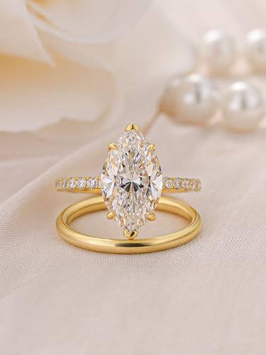 3.5 Carat Marquise Cut Bridal Engagement Ring Set for Women, S925 Sterling Silver 5A Cubic Zirconia Wedding Ring Set2