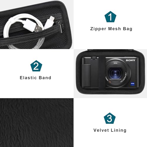 Canboc Carrying Case for Sony ZV-1/ ZV-1F/ ZV-1 II Digital Camera for Content Creators, Sony ZV1 Vlogging Camera Bag, Zipper Mesh Pocket fits USB Cable, Batteries, Black by Canboc - Used condition - Image 5