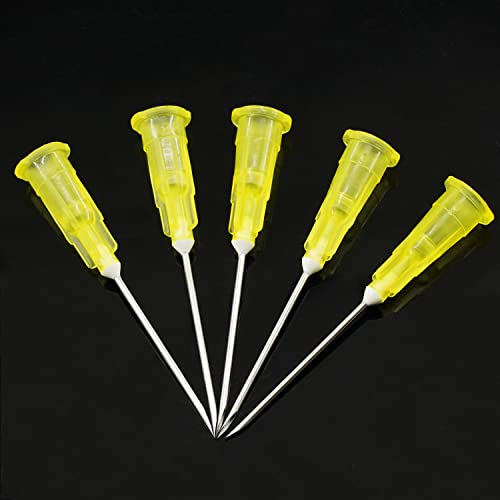 Image of 100 Pack 20Ga 1Inch Sterile Disposable Injection Needl with Cap for Scientific and Industrial Dispensing Needl Accessories