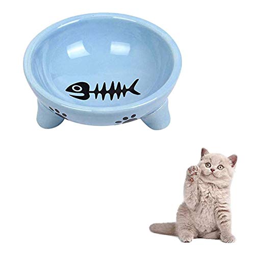 Ceramic Pet Feeder, Fun Dog Food Bowl, Suitable for Cat and Puppies, Non-slip Portable, 4.72 * 1.97in (Color : Blue)