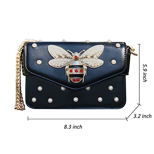 Beatfull Designer Bee Purse Fashion Crossbody Bags with Pearl for Women Pu Leather Shoulder Clutch Handbags3