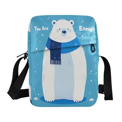 Glacier Bear Blue messenger bag cute mens crossbody bag small Croos Body Purses Adjustable Strap for School Casual