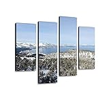 Looking at Lake Tahoe from Heavenly ski Resort Canvas Wall Art Hanging Paintings Modern Artwork Abstract Picture Prints Home Decoration Gift Unique Designed Framed 4 Panel