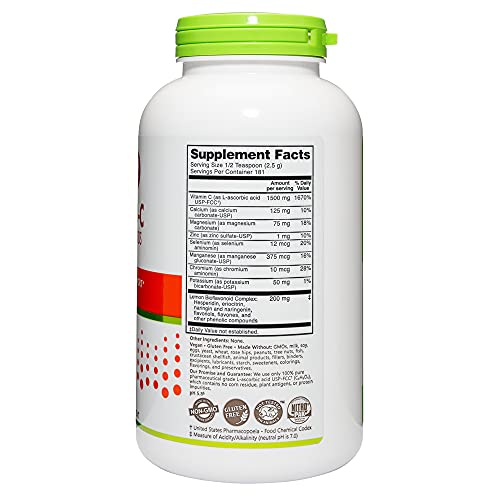 Nutribiotic - Ascorbate Bio-C, 16 Oz | Effervescent Vitamin C Powder With Lemon Bioflavonoids & Minerals Calcium, Magnesium, Zinc, Selenium & More | Bioavailable Antioxidant & Collagen Support | Vegan #TOP2