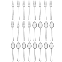 LAZAHOME 24-Piece Dinner Forks and Dinner Spoons Silverware Set, Stainless Steel Flatware Cutlery for Kitchen, Home, Restaurant Or BBQ, Mirror Finish & Dishwasher Safe