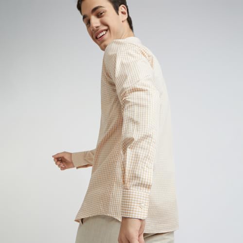 Image of Park Avenue Men Cotton Checkered Slim Fit Shirt