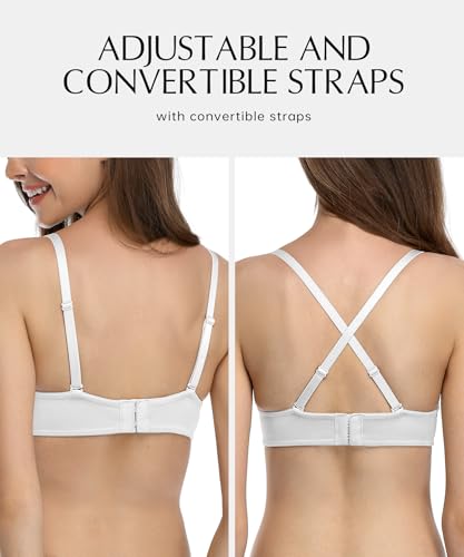 Image of Deyllo Women's Push Up Underwire Bra Super Padded T-Shirt Bra Add Two Cups