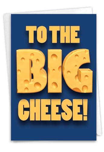 NobleWorks Big Cheese - Boss Thank You Greeting Card with Envelope (4.63 x 6.75 Inch) Offering cheesy appreciation to one's superior C3950BYG