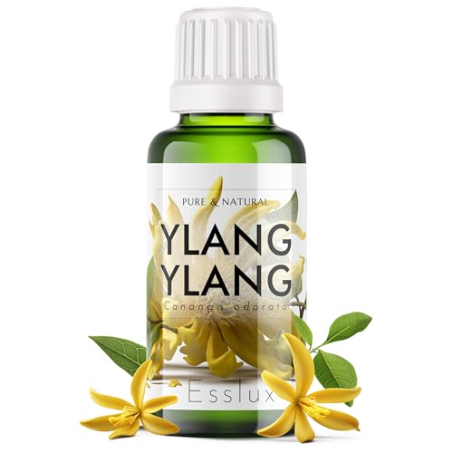 Image of Esslux Ylang-Ylang Essential Oil for Stress Relief and Hair Growth - 100% Pure Therapeutic Grade Aromatherapy Oil for Diffuser - 120 ML