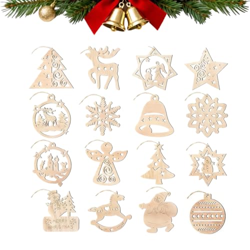 ARYIMYDP 16-teiliges Holz-Anhänger Set Tannenbaumschmuck...