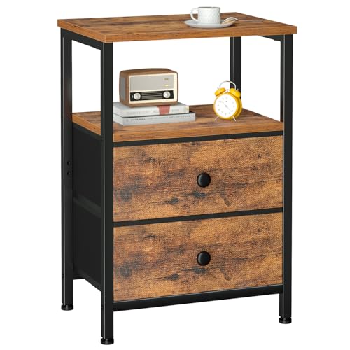 LOAKEKEL Night Stand for Bedroom, Nightstand with 2 Fabric Drawers,