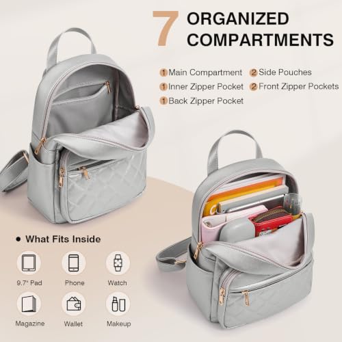 Image of Marvolia Mini Backpack Vegan Leather Small Backpack, Silver