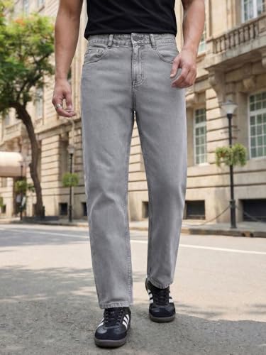 Image of Urbano Fashion Men's Relaxed Fit Washed Denim Jeans Non-Stretchable