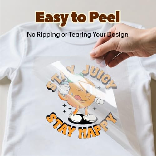 TranSmile Heat Transfer Mask for Inkjet Light Heat Transfer Paper (10 Sheets, 8.5"x11"), Clear Iron on Transfer Tape for Light Printable HTV - Thumbnail 7