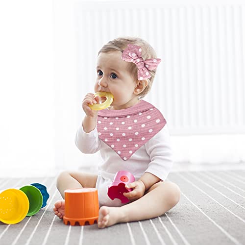 Baby Bib Bow Headband Saliva Towel Drooling Set Adjustable Cotton Gauze Lace Nylon Hairbands Teething Bib for Newborn, Type 22