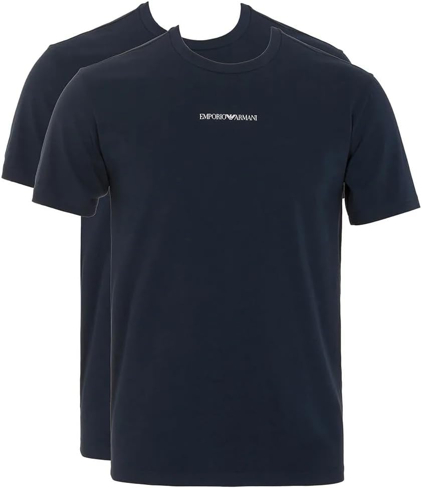 Emporio Armani Men's Logo Trim 2 Pack Crew Neck T Shirt