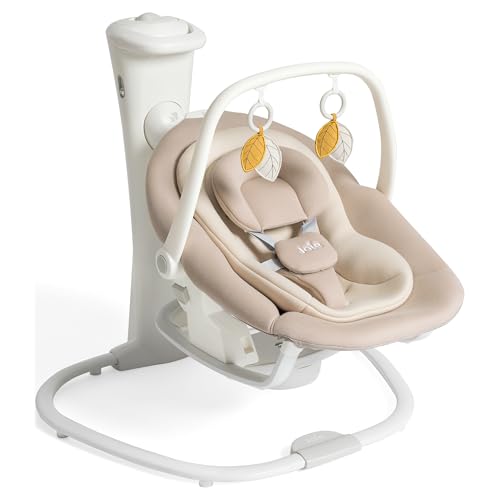 Joie Baby Ancho Wind-Up Swing (Almond) - Soothing Swing for Babies No Power Needed Organic Fabrics 3 Recline Positions