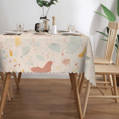 Nappe carrée Terrazzo en polyester lavable pour table rectangulaire