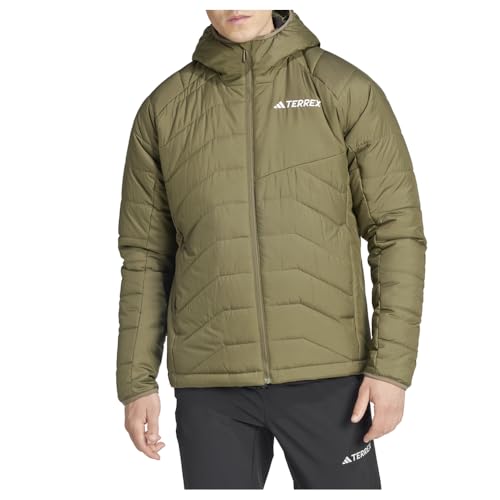 adidas Mens Terrex Multi Synthetic Insulated Hooded Jacket Hiking Athletic Outerwear Casual Full Zip - Green