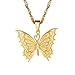 Produktbild PROSTEEL 18k vergoldet Schmetterling Halskette, eleganter Kettenanhänger mit 55+5cm Singapurkette Damen Modeschmuck Geschenk für Jahrestag Weihnachten