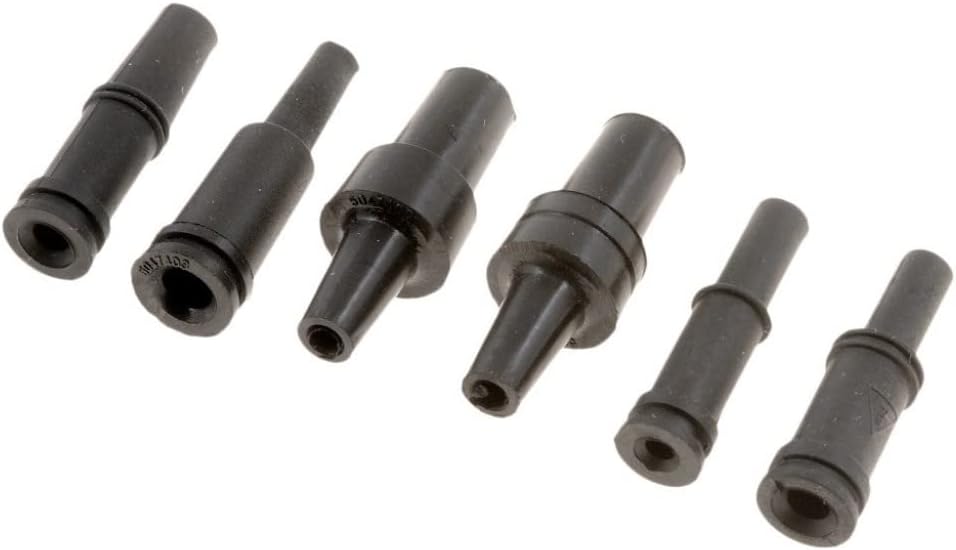 KarParts360 Soft Vacuum Tubing Connector | Rubber | Black | 6 Connector Quantity | Straight Connector Shape | 0.217 inches Maximum Inside Diameter