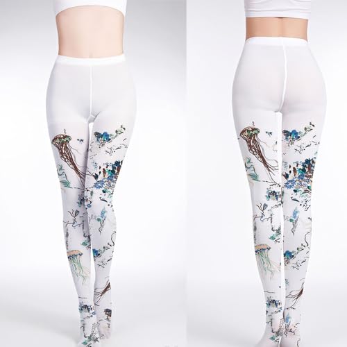 Premium Velvet Jellyfish Ocean Print Patterned Tights for Women with Designs Fashion Pantyhose Sheer Stockings2