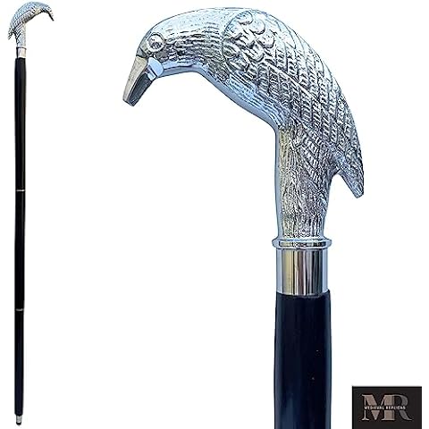 Medieval Replicas Brass Raven Head Walking Stick Decorative Cane Silver Walking Stick for Men and Women Fashion Walking Canes. Cover