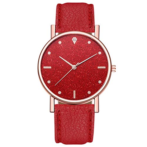 Bravetoshop Women's Watch Elegant Diamonds Shinning Dress Watches Analog Quartz Wristwatches Casual Fashion Ladies Bracelet Watch for Valentine's Day Gifts 957 (Red)