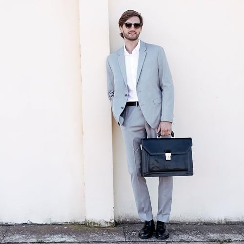 Time Resistance Leather Briefcase - Italian Handmade Laptop Bag - Work Bag for Men and Women - Attache - Computer Bag3