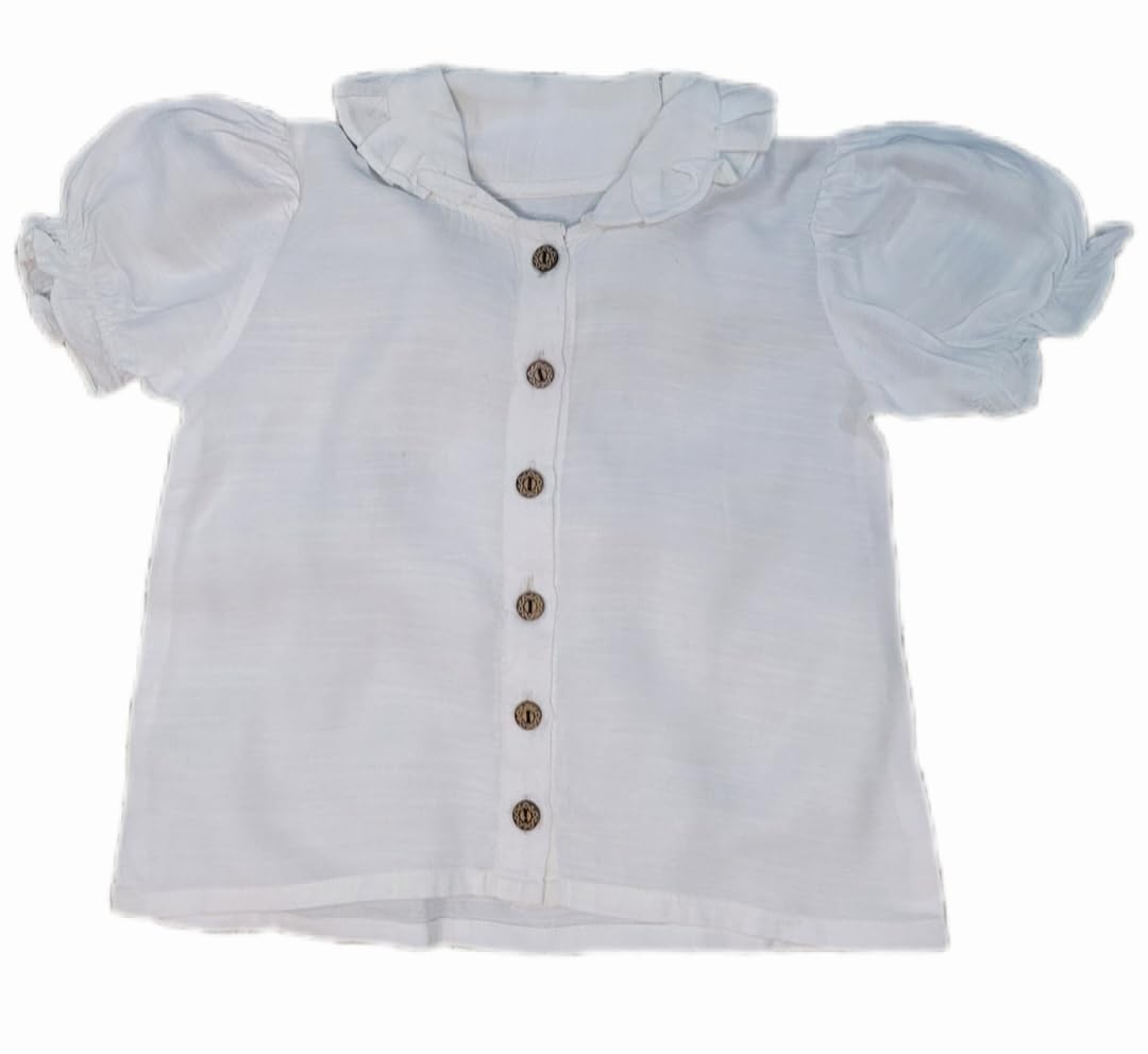 T.O.T.S Girls White Solid Linen Tunic