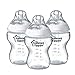 Tommee Tippee Biberon Closer to Nature, 260 ml, flusso lento 0m+, 3 pezzi, trasparente