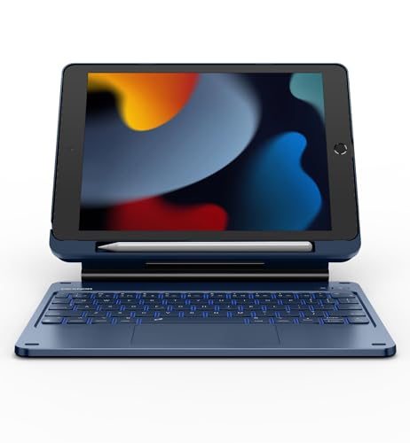 Image of Dexnor for iPad 9th Generation Case with Keyboard Floating Cantilever Magnetic Stand Multi-Touch Trackpad Backlit Pencil Holder Magic Style Keyboard Case for iPad 9th /8th /7th Generation 10.2 inch, Blue