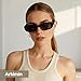 Arkimin Rectangle Sunglasses for Womens Men - Trendy Y2k Retro Sun Glasses 90’s Vintage Fashion Square Frame UV400 Protection (Black+Beige)