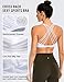 CRZ YOGA Strappy Sports Bras for Women - Criss Cross Back Sexy Wireless Padded Yoga Bra Cute Workout A02-White Large