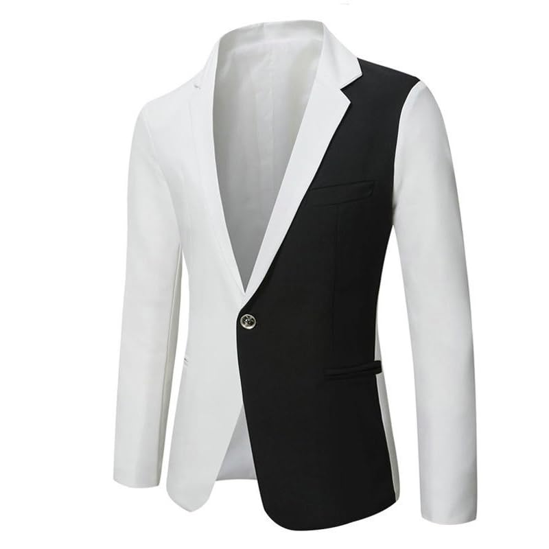 Blazer décontracté pour homme mi-saison veste rouge colorblock L - 3