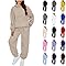 Tracksuit Womens Full Set Petite Tracksuit Womens Full Set Outfit Solid Color Co Ord Sets Drawstring Long Sleeve Hoodies with Pockets and Elastic Waist Wide Plus Size