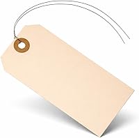 EZDOM Quality Tags: 100 Blank Manila Label Tags with Wire, 4 3/4" x 2 3/8", Reinforced Eyelet - Durable Shipping & Inventory Tags