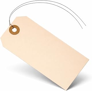 EZDOM Quality Tags: 100 Blank Manila Label Tags with Wire, 4 3/4" x 2 3/8", Reinforced Eyelet - Durable Shipping & Inventory Tags