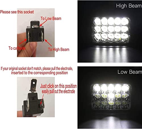 4X6 Led Headlights For Chevrolet Chevy C4500 C5500 Kodiak, Rectangular High Low Sealed Beam Bright Lights To Replace H4651 H4652 H4656 H4666 H6545 H4668 H4642 4Pcs Replacement Kit #TOP4